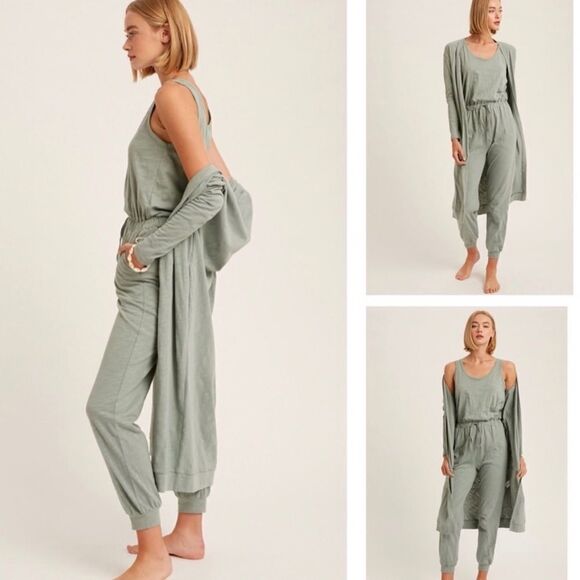 TEXTURED Cotton Jumpsuit & Long Cardigan Knit Sets - Picture 13 of 14